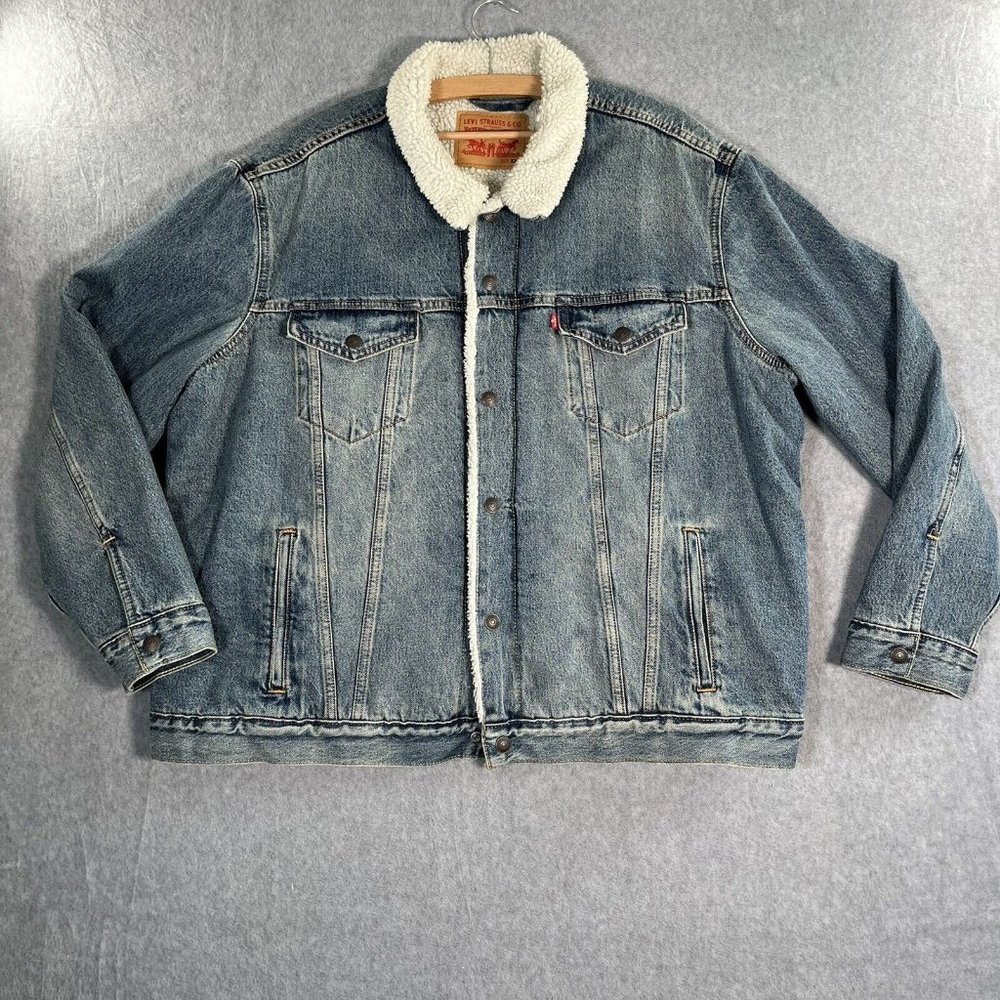 Levis Denim Jacket Mens Xxl Medium Wash Sherpa Lined … Gem